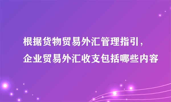 根据货物贸易外汇管理指引，企业贸易外汇收支包括哪些内容