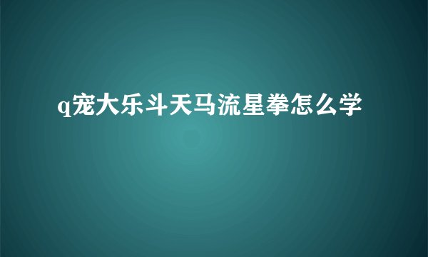 q宠大乐斗天马流星拳怎么学