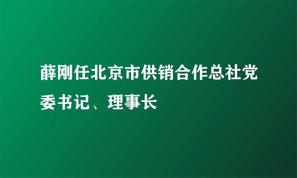薛刚任北京市供销合作总社党委书记、理事长