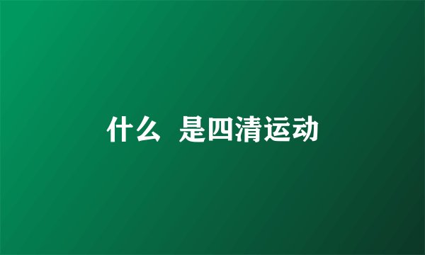 什么  是四清运动