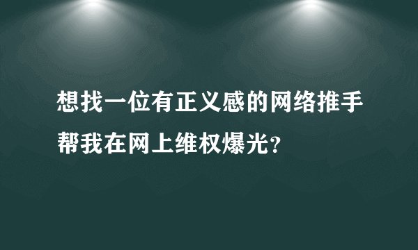 想找一位有正义感的网络推手帮我在网上维权爆光?