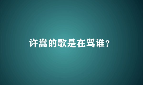 许嵩的歌是在骂谁？
