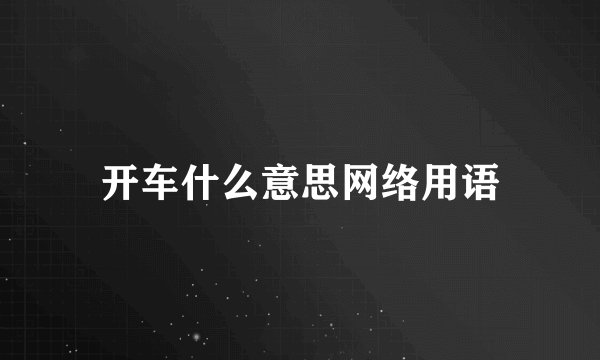 开车什么意思网络用语