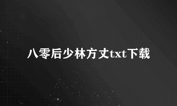 八零后少林方丈txt下载