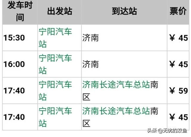 宁阳县长途汽车济南站发车时刻表？