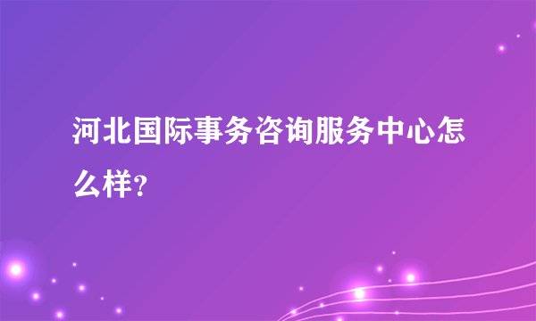 河北国际事务咨询服务中心怎么样？