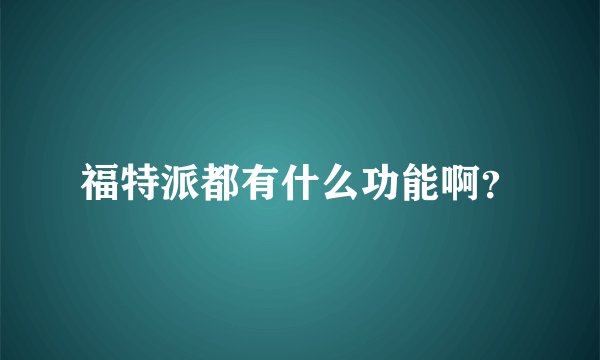 福特派都有什么功能啊？