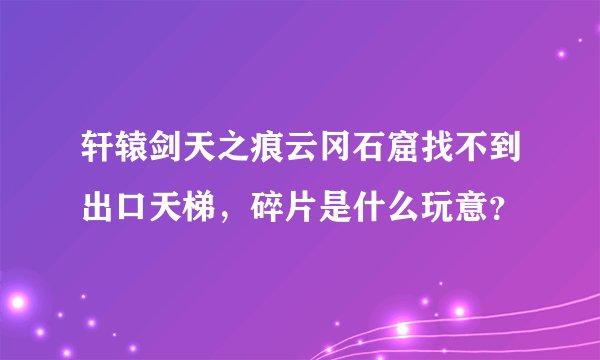 轩辕剑天之痕云冈石窟找不到出口天梯，碎片是什么玩意？