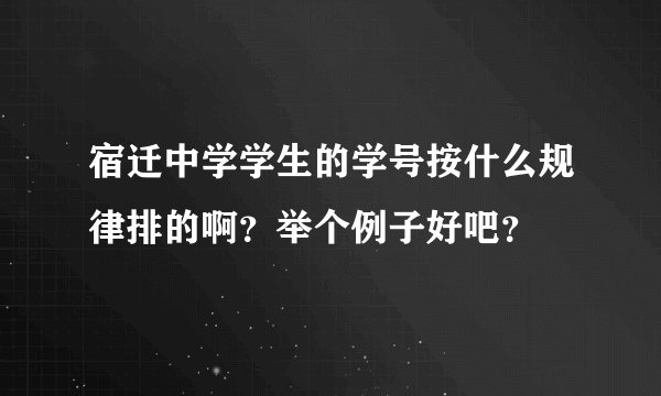 宿迁中学学生的学号按什么规律排的啊？举个例子好吧？