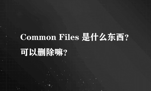 Common Files 是什么东西？可以删除嘛？