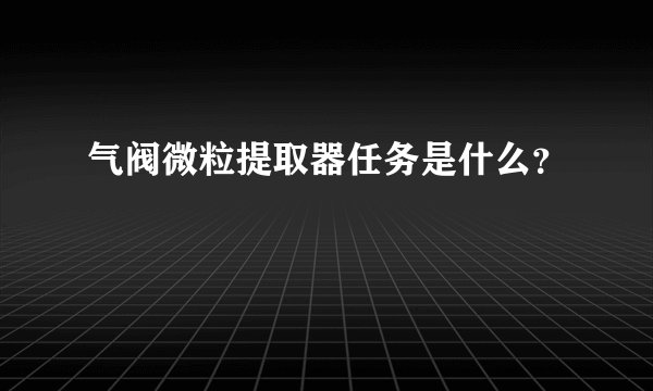 气阀微粒提取器任务是什么?