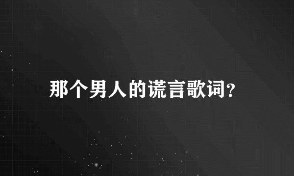 那个男人的谎言歌词？