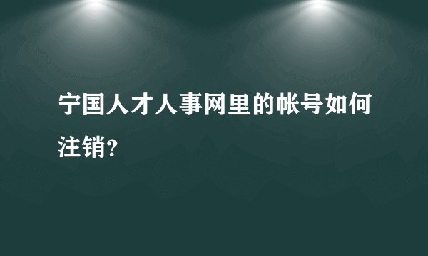 宁国人才人事网里的帐号如何注销？