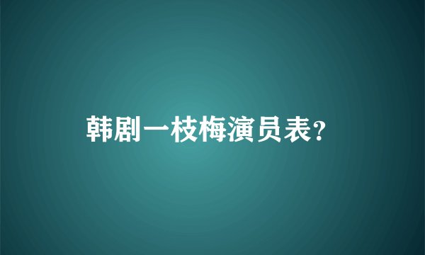 韩剧一枝梅演员表?