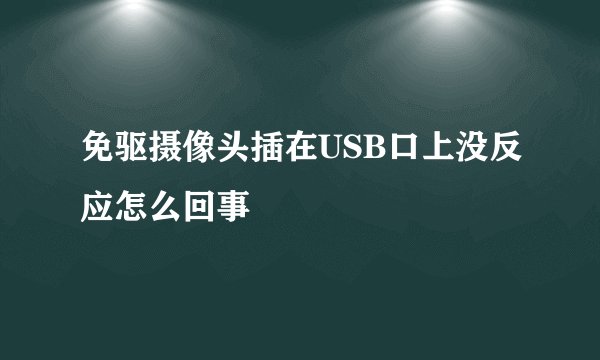 免驱摄像头插在USB口上没反应怎么回事