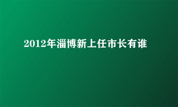 2012年淄博新上任市长有谁