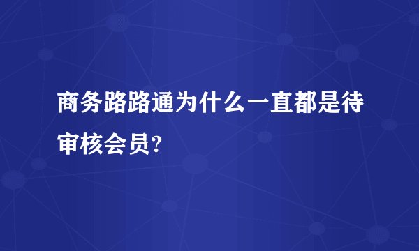 商务路路通为什么一直都是待审核会员?