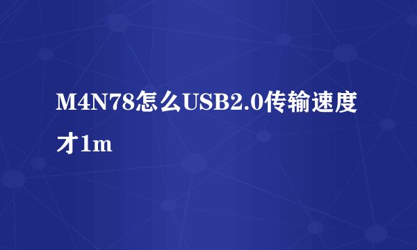 M4N78怎么USB2.0传输速度才1m