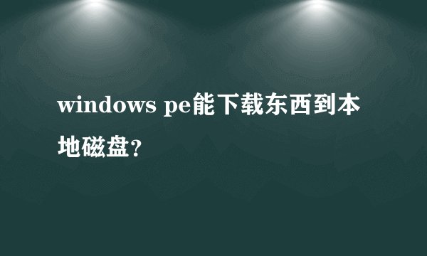 windows pe能下载东西到本地磁盘？