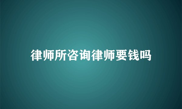 律师所咨询律师要钱吗