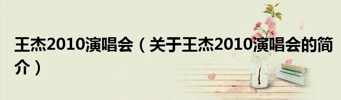 王杰2010演唱会(关于王杰2010演唱会的简介)