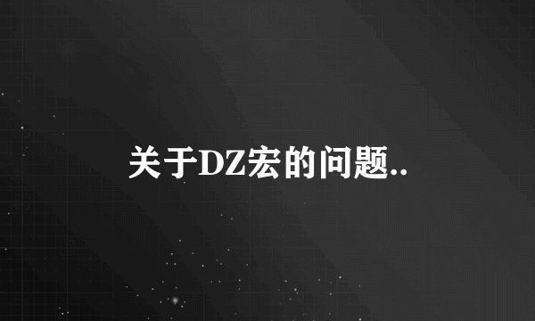 关于DZ宏的问题..