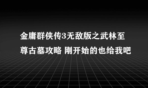 金庸群侠传3无敌版之武林至尊古墓攻略 刚开始的也给我吧