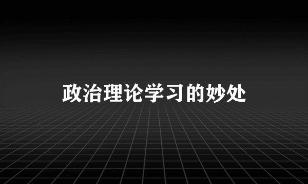 政治理论学习的妙处