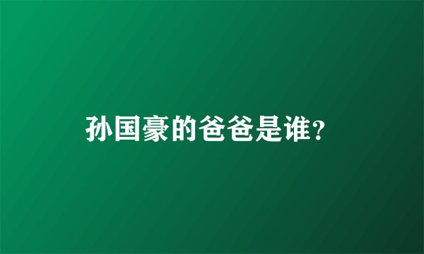 孙国豪的爸爸是谁？