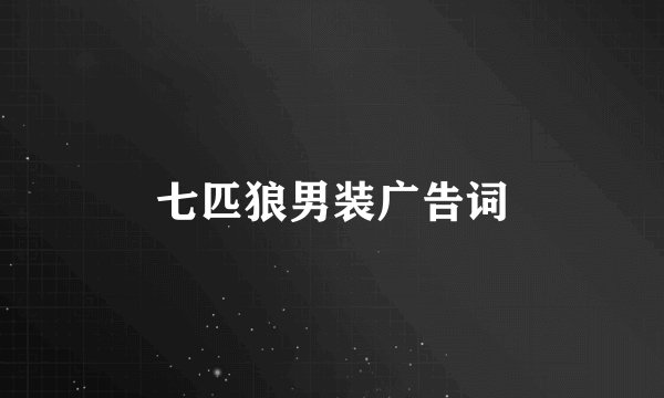 七匹狼男装广告词