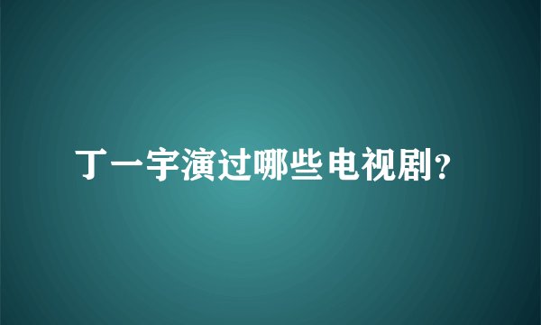 丁一宇演过哪些电视剧?