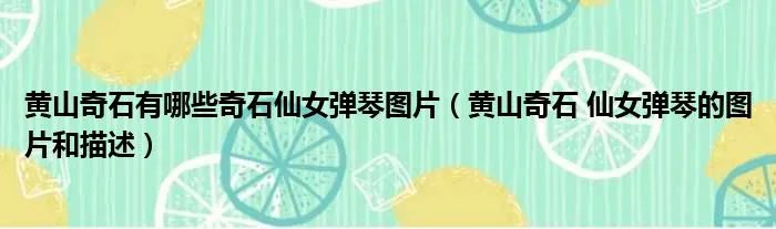 黄山奇石有哪些奇石仙女弹琴图片（黄山奇石 仙女弹琴的图片和描述）