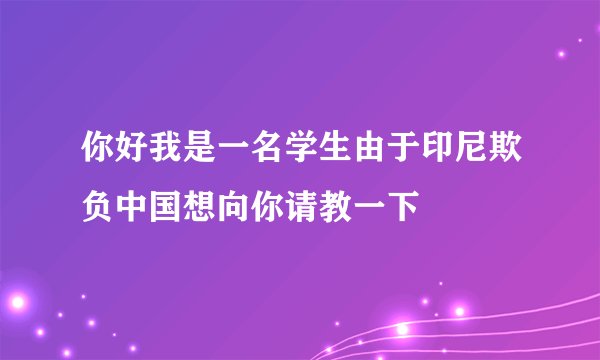 你好我是一名学生由于印尼欺负中国想向你请教一下