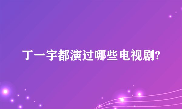 丁一宇都演过哪些电视剧?