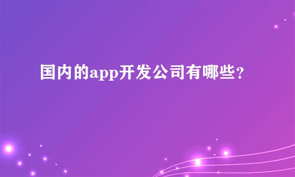 国内的app开发公司有哪些？