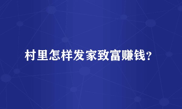 村里怎样发家致富赚钱？