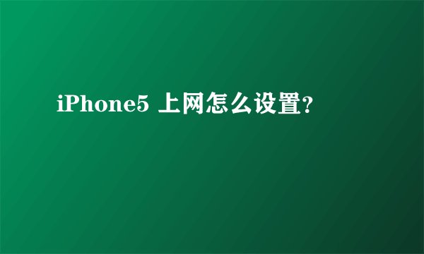 iPhone5 上网怎么设置？