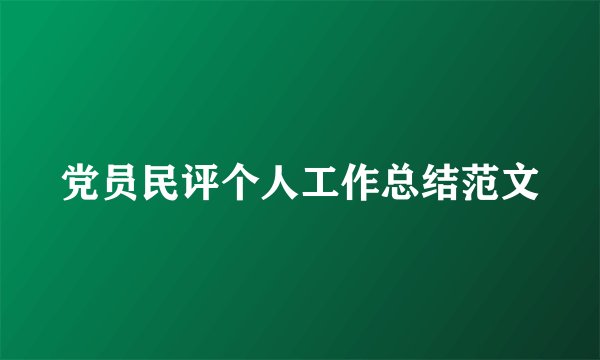 党员民评个人工作总结范文