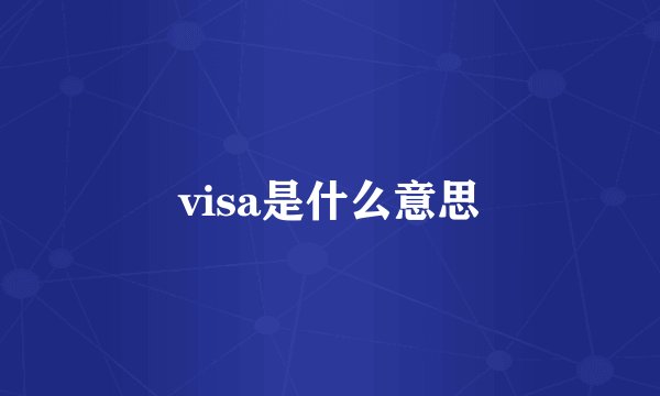 visa是什么意思