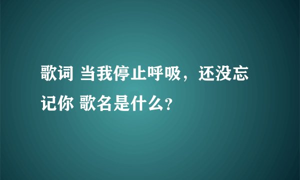 歌词 当我停止呼吸，还没忘记你 歌名是什么？