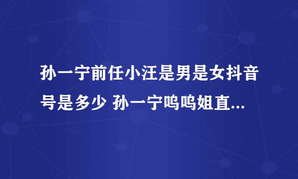 孙一宁前任小汪是男是女抖音号是多少 孙一宁呜呜姐直播热吻接吻照是真的吗