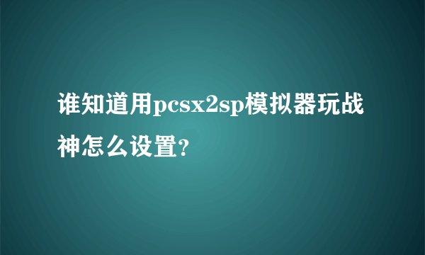 谁知道用pcsx2sp模拟器玩战神怎么设置？