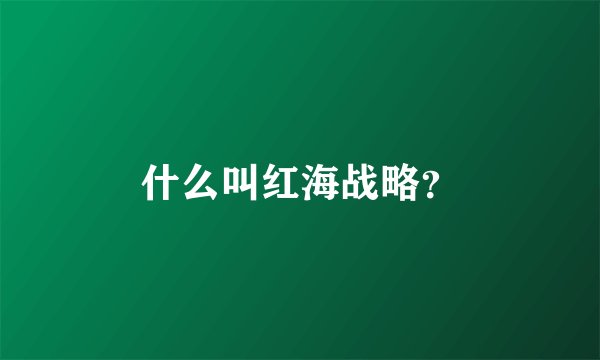 什么叫红海战略？