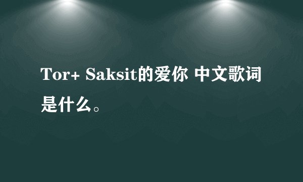 Tor+ Saksit的爱你 中文歌词是什么。