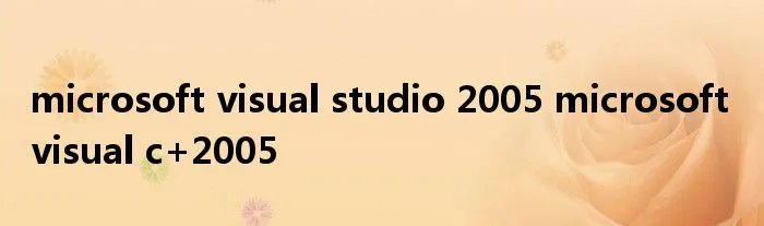 microsoft visual studio 2005 microsoft visual c+2005