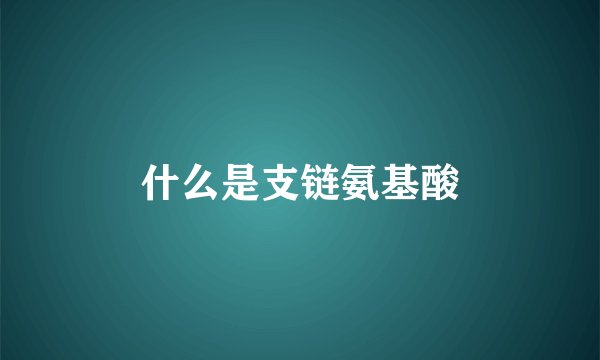 什么是支链氨基酸