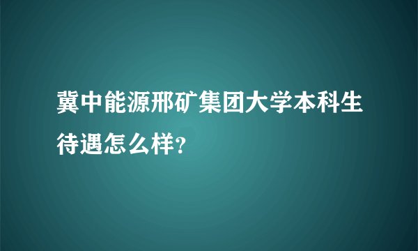 冀中能源邢矿集团大学本科生待遇怎么样？