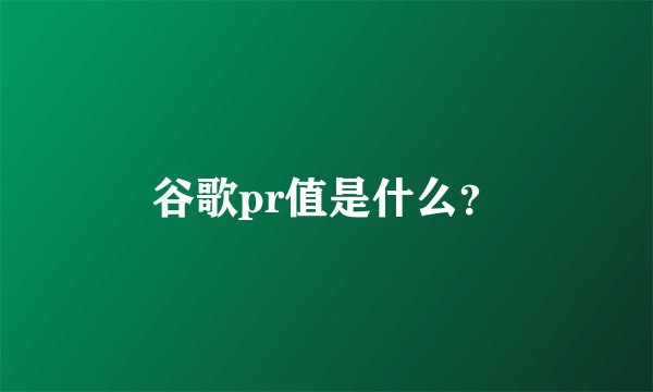 谷歌pr值是什么？