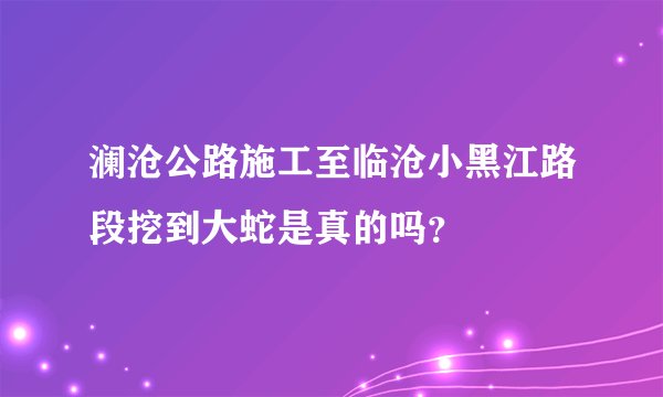 澜沧公路施工至临沧小黑江路段挖到大蛇是真的吗？