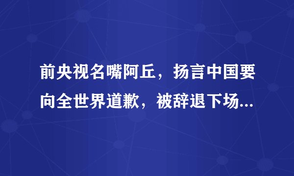 前央视名嘴阿丘，扬言中国要向全世界道歉，被辞退下场大快人心